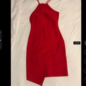 Red halter dress